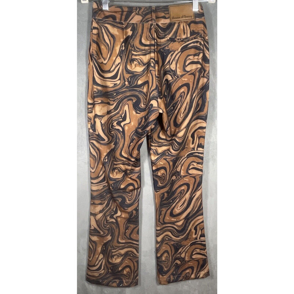 House Of Sunny Mahogany Paradise Party Brown Black‎ Pants Flare Pants Women SZ 4 - Picture 2 of 11